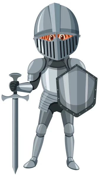 Medieval Knight Cartoon Character Isolated Illustration — Vetor de Stock