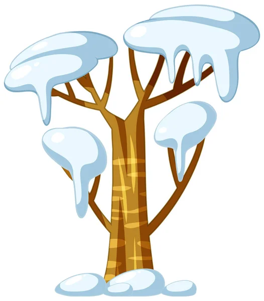 Snow Covered Tree White Background Illustration — Stockvektor