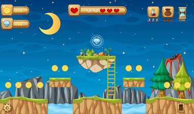 Oyun Şablonu Orman Sahnesi Çizimi