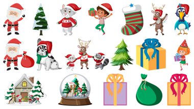 Isolated Christmas objects set illustration