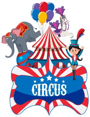 Circus banner with cartoon character illustration