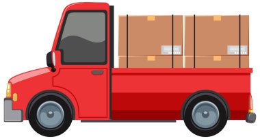 Paket illüstrasyonlu teslimat kamyonu