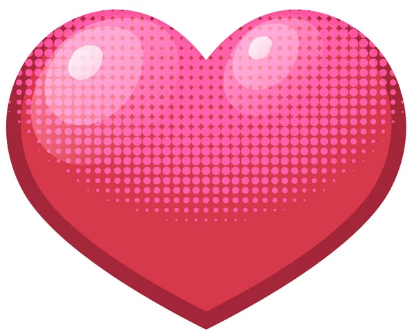 Corazón Rojo Brillante Con Ilustración Punteada Rosa — Vector de stock