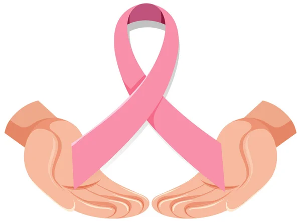 Sensibilizzazione Cancro Seno Nastro Rosa Illustrazione — Vettoriale Stock