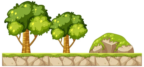 Isolated Stone Layer Trees Illustration — 图库矢量图片