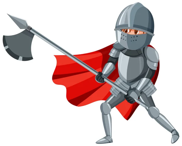 Medieval Knight Holding Axe White Background Illustration — Stockvektor