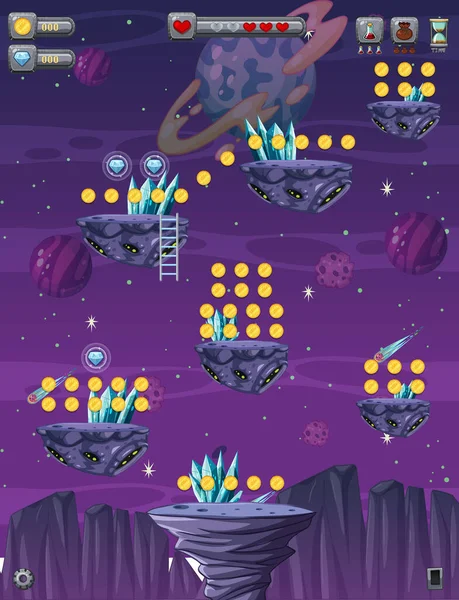 Een Spel Template Galaxy Space Scene Illustratie — Stockvector