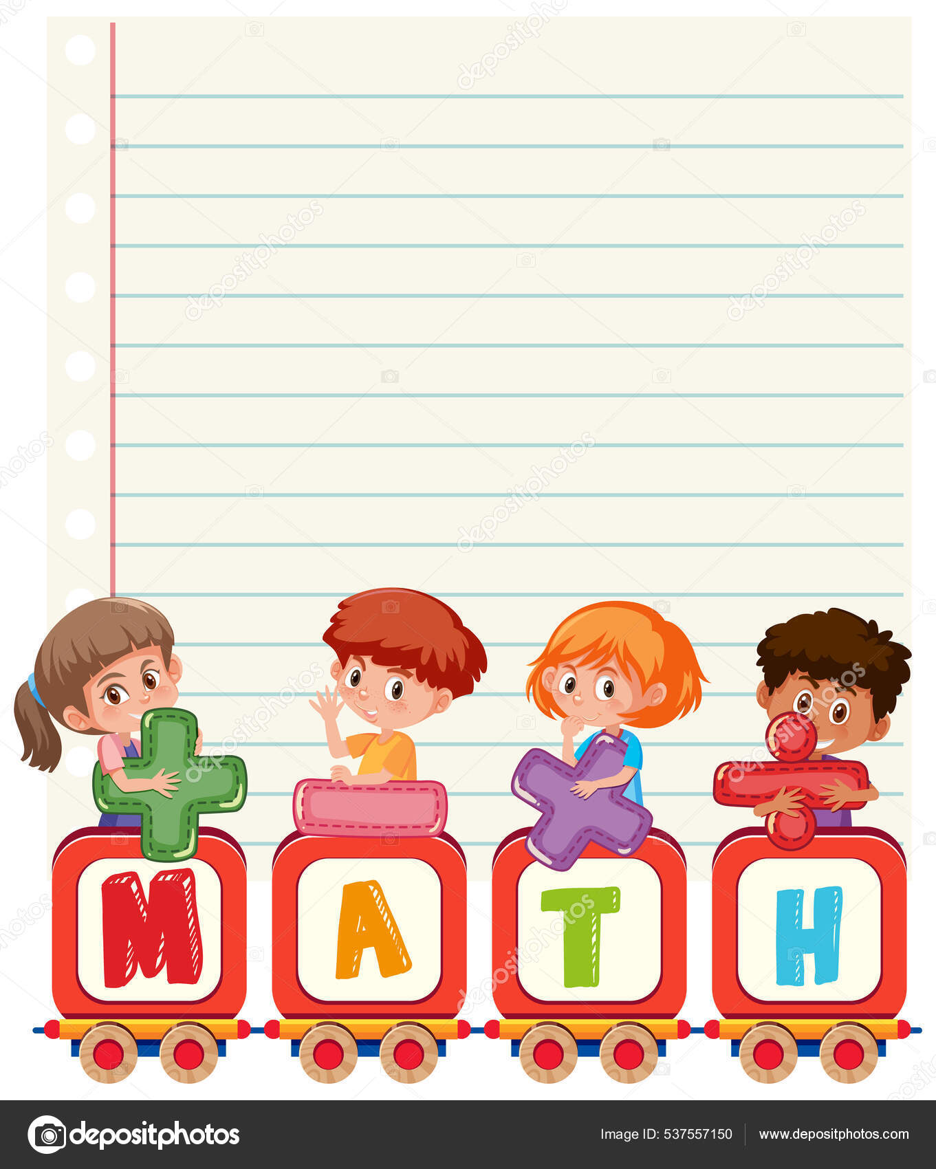 Blank Math Template Math Tools Elements Illustration Stock Vector by