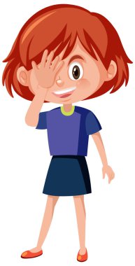 A girl hiding her eye with a hand illustration
