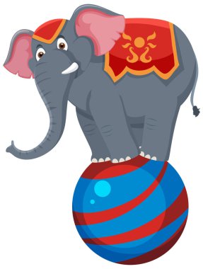 Elephant performance balancing on ball illustration