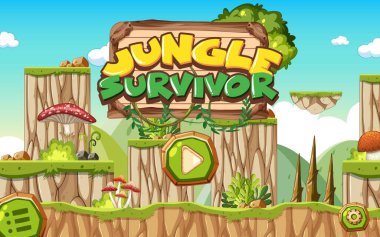 Bir oyun şablonu orman sahne illüstrasyon