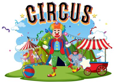 Circus logo design with clown performance illustration