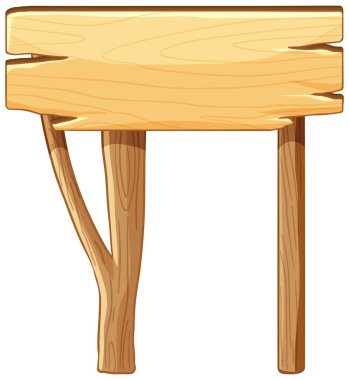 Beyaz arkaplan illüstrasyonunda boş tahta tahtası