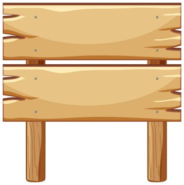 Beyaz arkaplan illüstrasyonunda boş tahta tahtası