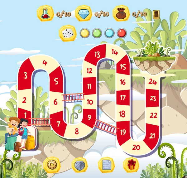 Snake And Ladder Board Game Jungle Theme - Arte vetorial de stock