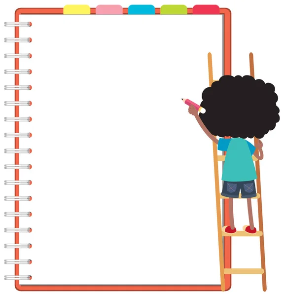 Boy Writing Blank Template Banner Illustration — Stok Vektör