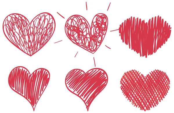 Σύνολο Διαφορετικών Χειρόγραφων Εικόνων Καρδιών — Διανυσματικό Αρχείο