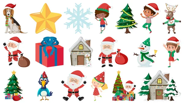 Μεμονωμένα Αντικείμενα Χριστούγεννα Και Στοιχεία Ορισμός Εικονογράφηση — Διανυσματικό Αρχείο