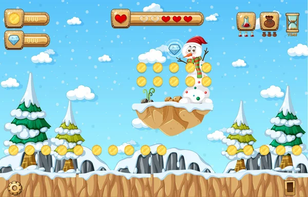 Oyun Şablonu Kar Düşen Sahne Çizimi