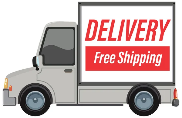 Delivery Truck Free Shipping Banner Illustration - Stok Vektor