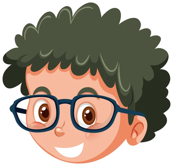 Face Cute Nerdy Boy Illustration — Vetor de Stock