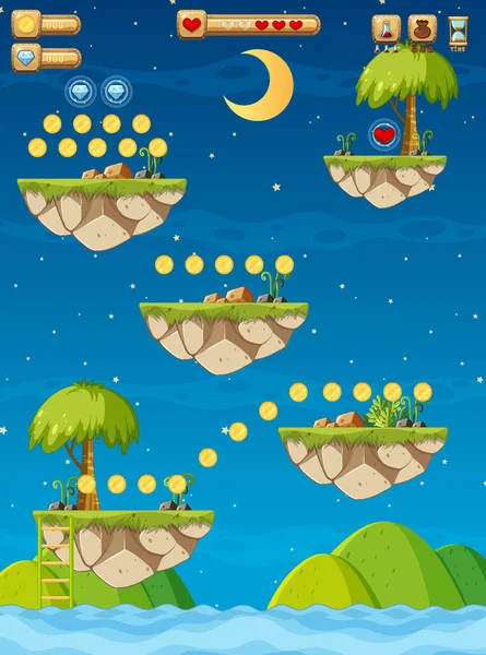 Game Template Forest Scene Illustration — Stock Vector