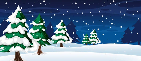 Nieve Cayendo Fondo Noche Con Ilustración Árbol Navidad — Archivo Imágenes Vectoriales