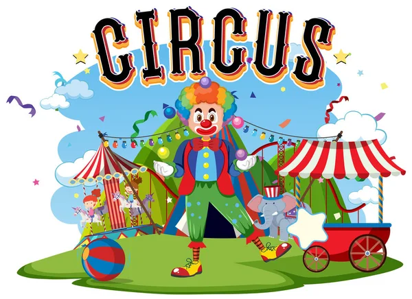 Circus Logo Design Clown Performance Illustration — Vector de stock