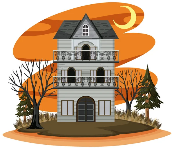 Haunted House Cartoon Style Illustration — Stock Vector