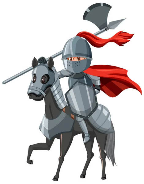 Cavaliere Medievale Cavalcando Cavallo Isolato Illustrazione — Vettoriale Stock