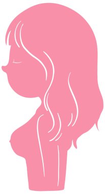 Pink woman silhouette on white background illustration
