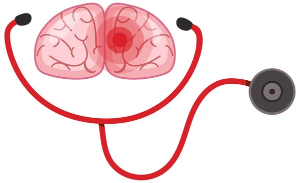 Stethoscope Brain White Background Illustration — Vettoriale Stock