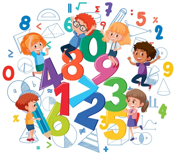 Children Math Objects Illustration — стоковый вектор