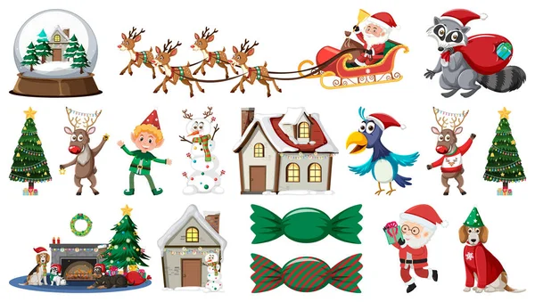 Conjunto Objetos Aislados Navidad Tema Ilustración — Archivo Imágenes Vectoriales