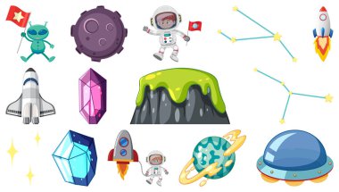 İzole edilmiş fantezi uzay nesneleri çizimi