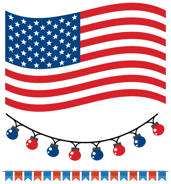 Flag United States Decorative Lights Illustration — Image vectorielle