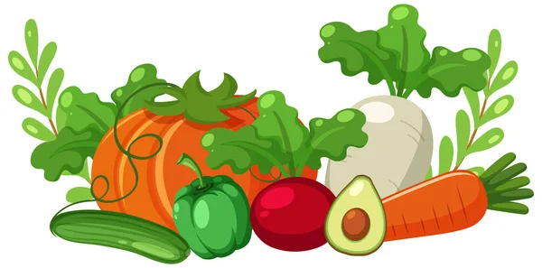 Vegetables Fruits White Backgound Illustration — Stock Vector