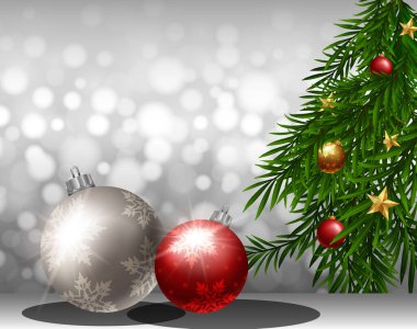 Noel ışığı gümüş bokeh arkaplan illüstrasyonu