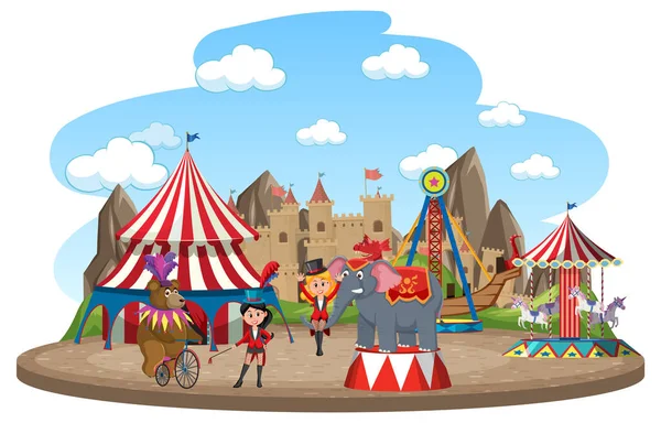 Parc Thème Circus Sur Fond Isolé Illustration — Image vectorielle