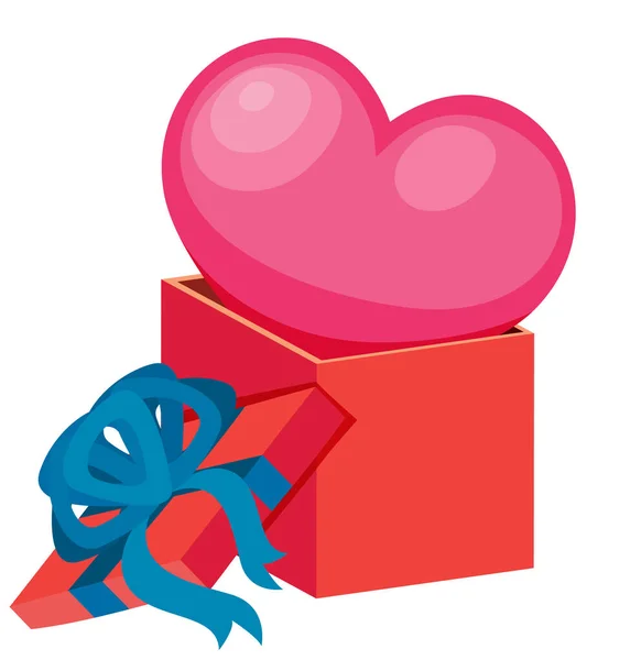 Ανοιγμένο Κουτί Δώρου Μια Ροζ Απεικόνιση Της Καρδιάς — Διανυσματικό Αρχείο