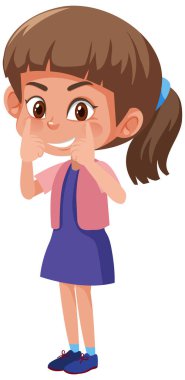Happy cute girl cartoon character illustration