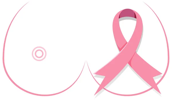 Sensibilizzazione Cancro Seno Nastro Rosa Illustrazione — Vettoriale Stock