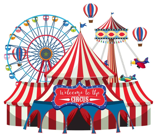 Cirkusz Kupola Vidámpark Fehér Háttér Illusztráció — Stock Vector