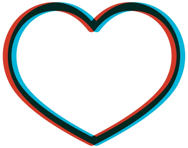 Doodle Anaglyph Heart White Background Illustration — Archivo Imágenes Vectoriales