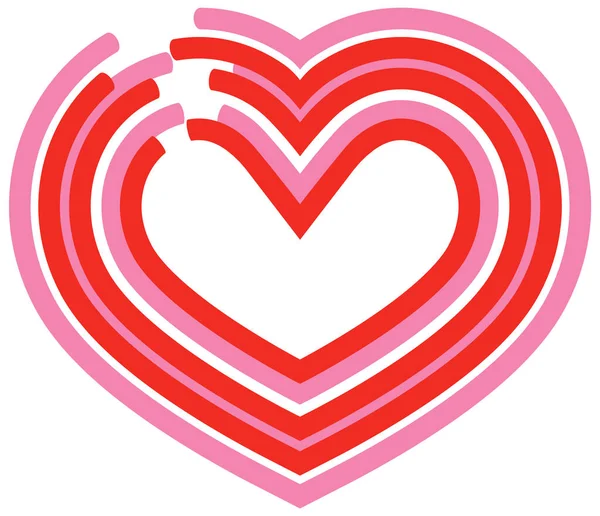 Heart Formed Red Pink Curved Line Illustration — Archivo Imágenes Vectoriales