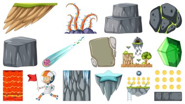Set of isolated game objects  illustration
