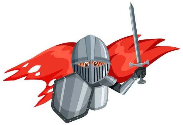 Knight Armor Costume Holding Sword Illustration — Vetor de Stock