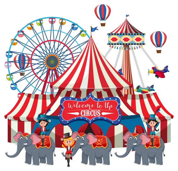Cirkusová Kopule Ilustraci Zábavního Parku — Stockový vektor