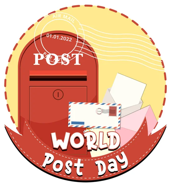Logo Světového Poštovního Dne Poštovní Schránkou Ilustrací Obálky — Stockový vektor