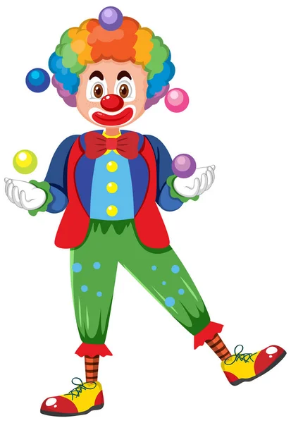 Buffo Clown Cartone Animato Personaggio Illustrazione — Vettoriale Stock